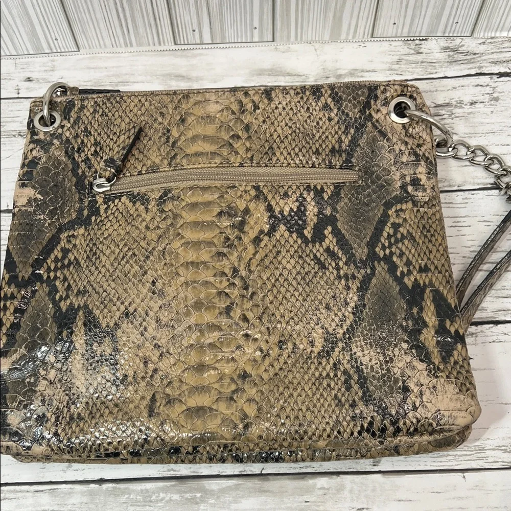 Nicole Faux Snakeskin Crossbody Shoulder Bag Brown Neutral Animal Print